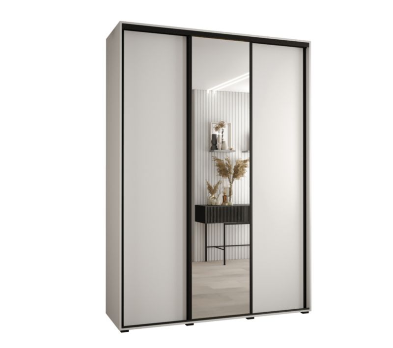Szafa przesuwna Abiks DAVOS 3 wysoka szer.170cm gł.45cm biały/biały/czarny 1szt.