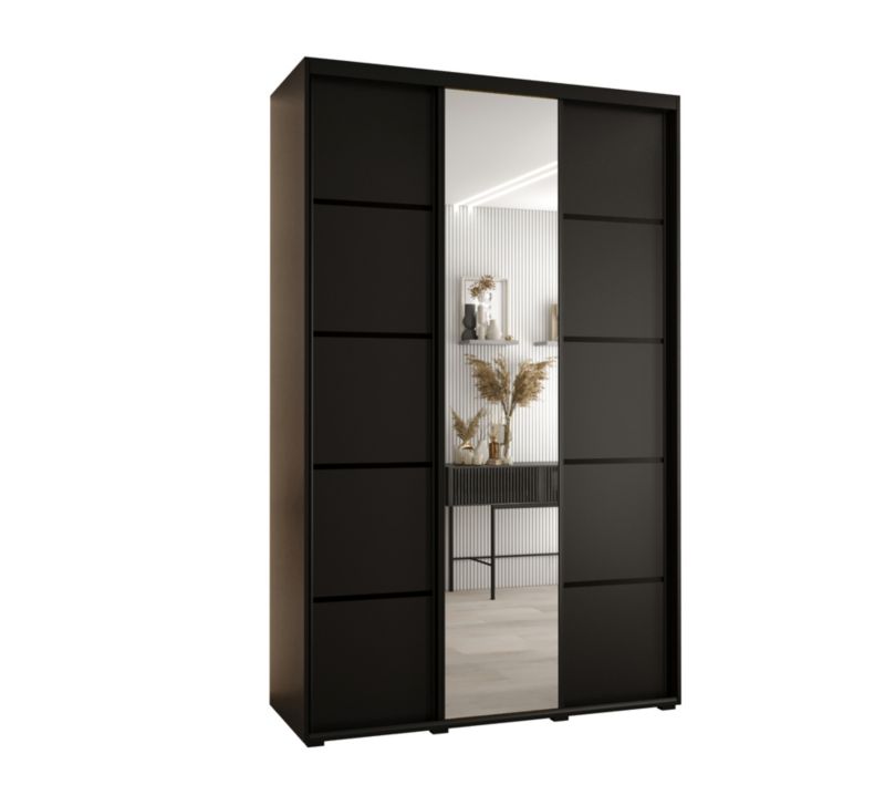 Szafa przesuwna Abiks DAVOS 5 wysoka szer.150cm gł.60cm czarny/czarny/czarny 1szt.