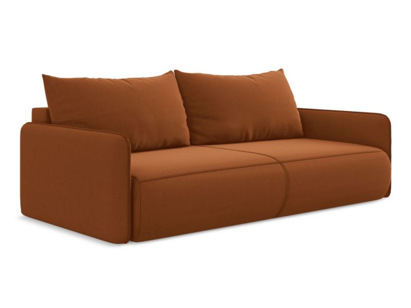 Kanapa 3-osobowa z funkcją spania Makamii Nanea z weluru 216x105 cm terakota 1 szt.