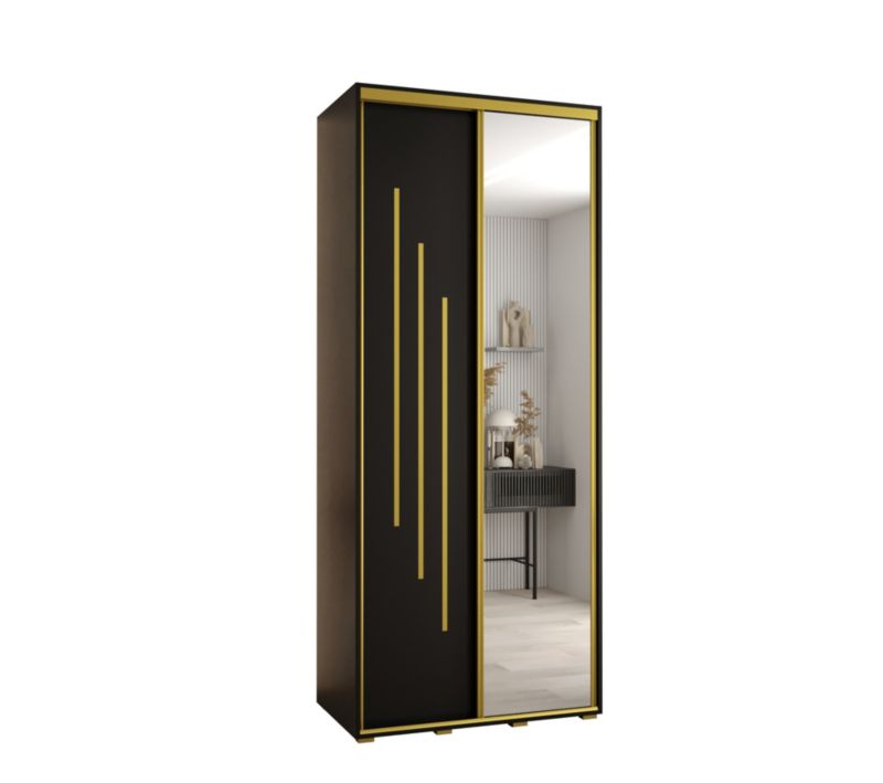 Szafa przesuwna Abiks DAVOS 9 wysoka szer.110cm gł.60cm czarny/czarny/złoty 1szt.