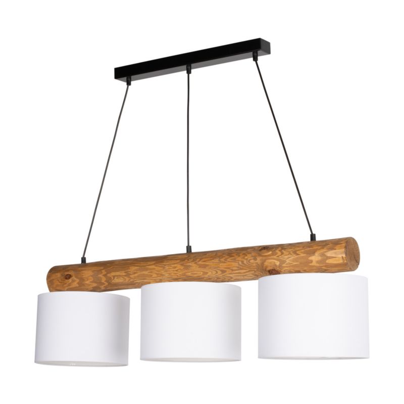 Drewniana Lampa Wisząca SPOT Light 3xE27 Max.40W Drewno Sosnowe Brązowe FSC z Białymi Abażurami, 1 szt.