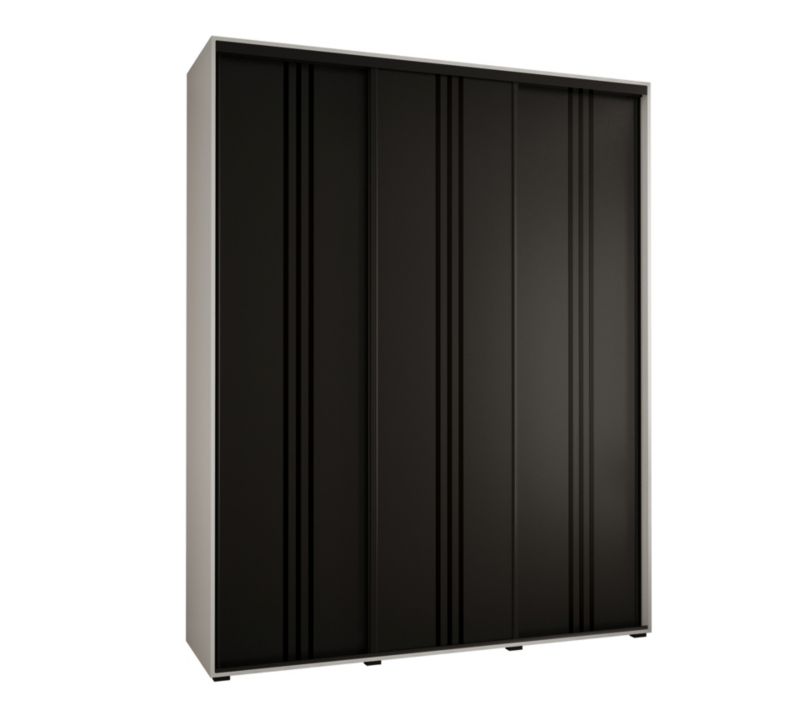 Szafa przesuwna Abiks DAVOS 6 wysoka szer.200cm gł.45cm biały/czarny/czarny 1szt.