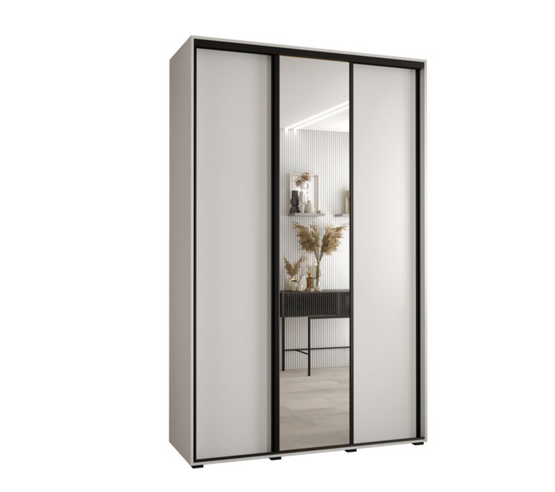 Szafa przesuwna Abiks DAVOS 3 wysoka szer.160cm gł.60cm biały/biały/czarny 1szt.