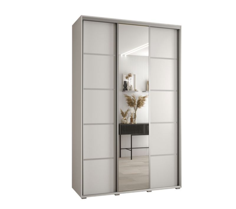 Szafa przesuwna Abiks DAVOS 5 wysoka szer.150cm gł.60cm biały/biały/srebrny 1szt.