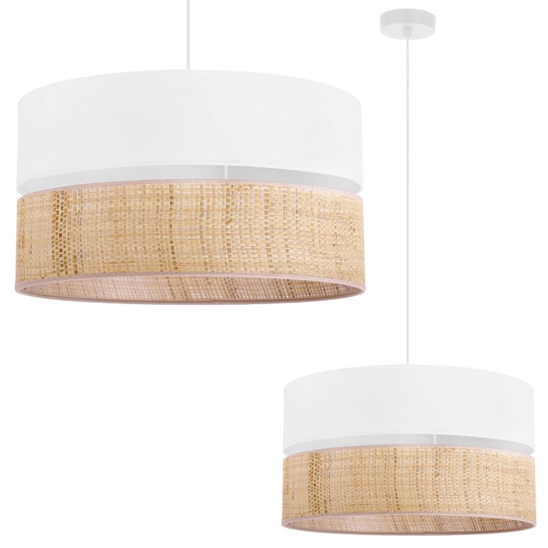 Lampa sufitowa wisząca Light Home LH Rattan Duo 1x E27 60W rattan/biały1szt.