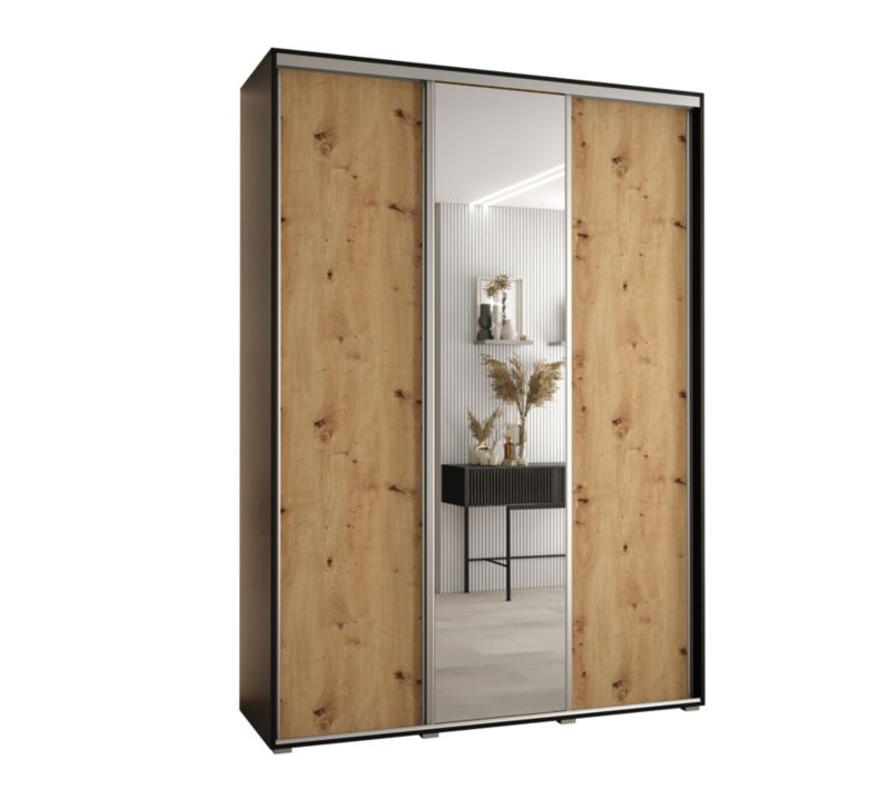 Szafa przesuwna Abiks DAVOS 3 wysoka szer.180cm gł.60cm czarny/artisan/srebrny 1szt.