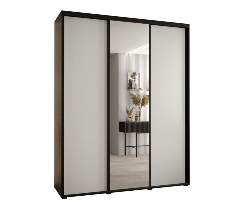Szafa przesuwna Abiks DAVOS 3 wysoka szer.200cm gł.60cm czarny/biały/czarny 1szt.