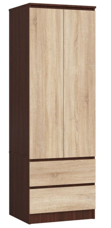 Szafa Akord S60 Wenge 60 cm 2 drzwi 2 szuflady kolor Dąb Sonoma mat 1 półka 60x51x180 cm 1 szt.