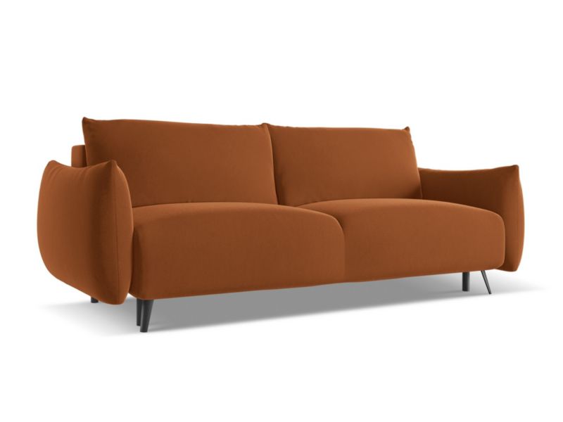 Kanapa 3-osobowa z funkcją spania Makamii Malie z weluru 230x105 cm terakota 1 szt.
