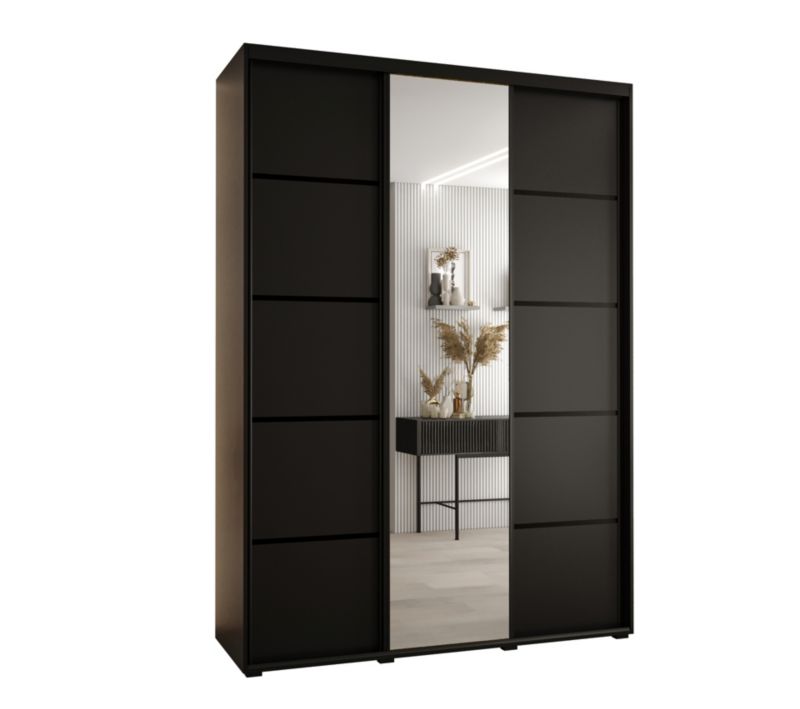 Szafa przesuwna Abiks DAVOS 5 wysoka szer.170cm gł.45cm czarny/czarny/czarny 1szt.