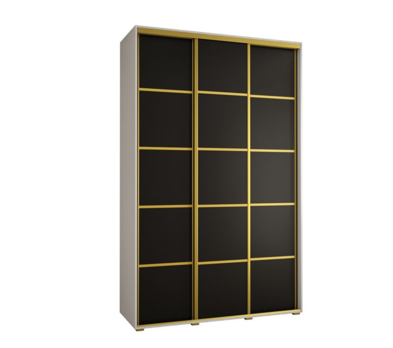 Szafa przesuwna Abiks DAVOS 4 wysoka szer.150cm gł.45cm biały/czarny/złoty 1szt.