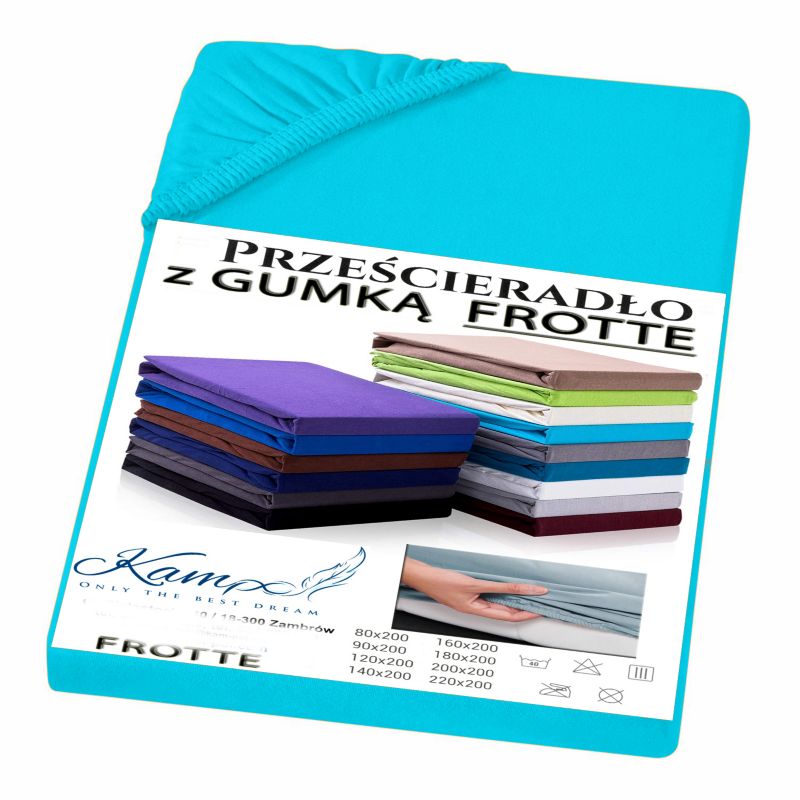 Prześcieradło gumka frotta Kam-Pol bawełna premium 200x220 turkus 1 szt.