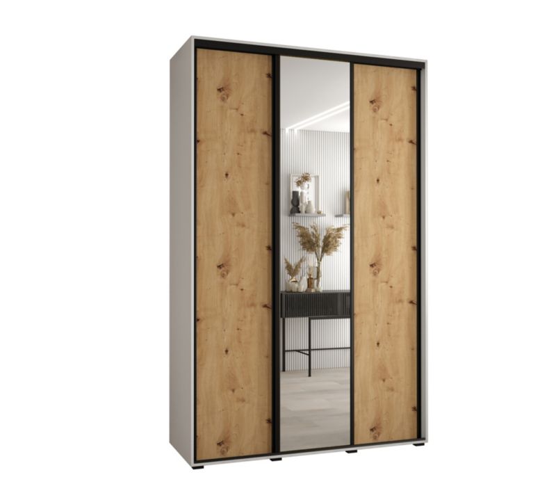 Szafa przesuwna Abiks DAVOS 3 wysoka szer.150cm gł.60cm biały/artisan/czarny 1szt.