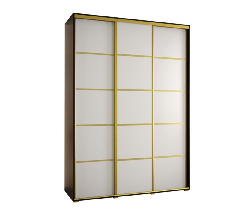 Szafa przesuwna Abiks DAVOS 4 wysoka szer.180cm gł.60cm czarny/biały/złoty 1szt.