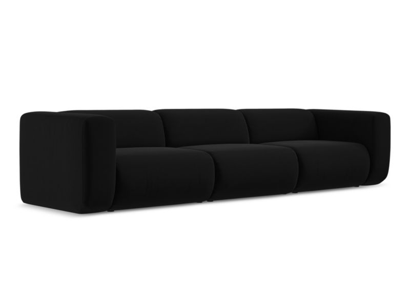 4-osobowa kanapa modułowa Makamii Ekahi z weluru 319x89 cm czarny 1 szt.