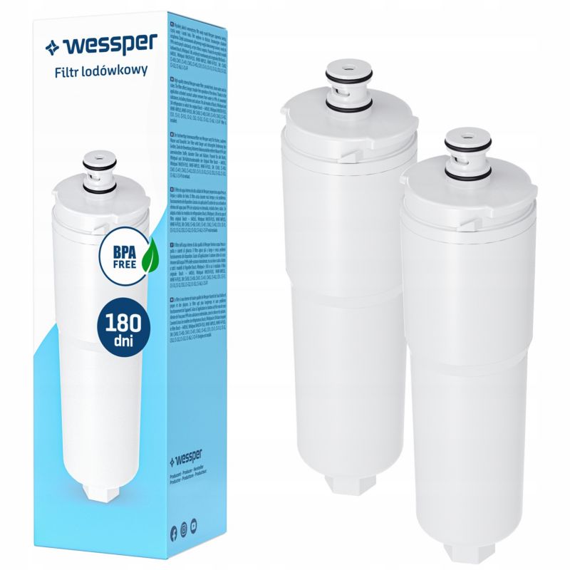 Filtr wody, Wessper, do lodówki Whirlpool, Bosch, 3M, zamiennik WHCFR-PLUS, wkład, 2szt