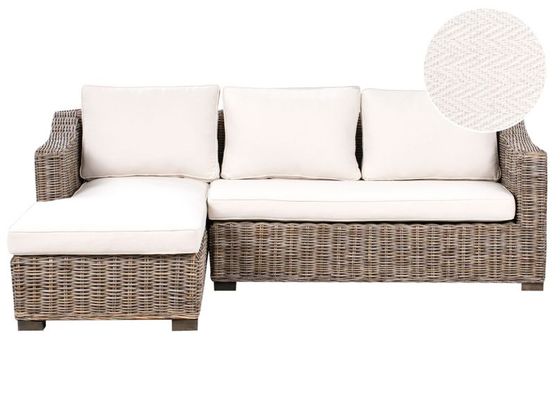 Sofa ogrodowa rattanowa szara Valletri 1 szt.