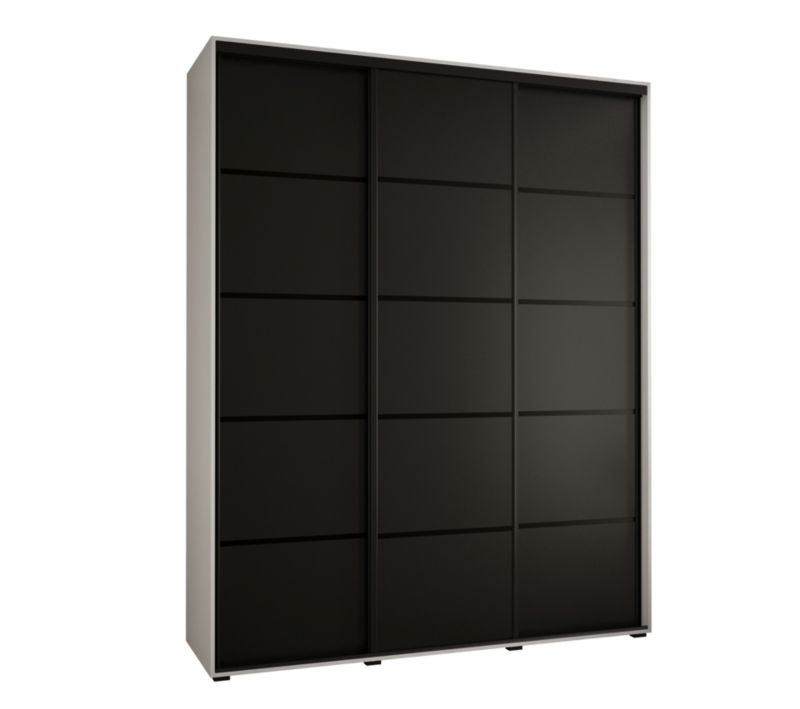 Szafa przesuwna Abiks DAVOS 4 wysoka szer.200cm gł.45cm biały/czarny/czarny 1szt.