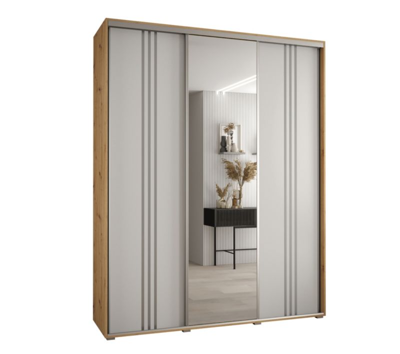 Szafa przesuwna Abiks DAVOS 7 wysoka szer.200cm gł.60cm artisan/biały/srebrny 1szt.