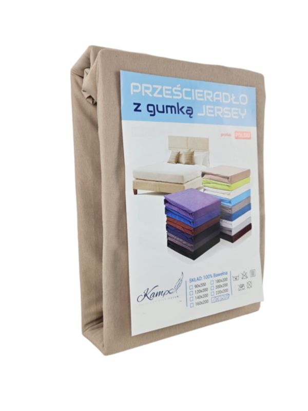 Prześcieradło gumka jersey Kam-Pol bawełna premium 200x220 cappucino 1 szt.