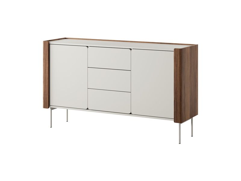 Komoda dwudrzwiowa z szufladami Bettso Paris 141 cm szeroka na metalowych nogach kaszmir orzech 1szt.