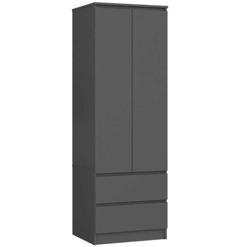 Szafa Akord S60 Grafit Szary 60 cm 2 drzwi 2 szuflady kolor Grafit Szary mat 1 półka 60x51x180 cm 1 szt.