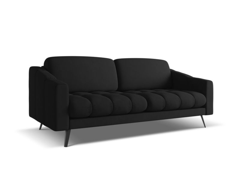 Kanapa 3-osobowa Makamii Nalu z tkaniny szenilowej 202x95 cm czarny 1 szt.