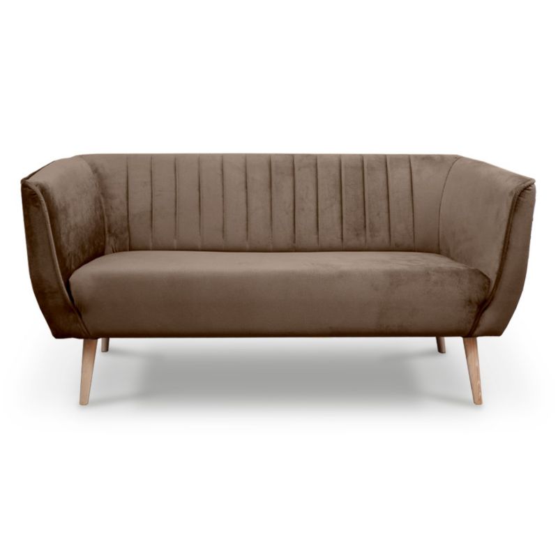 Sofa trzyosobowa z przeszyciami Bettso Pik do salonu na drewnianych nogach czekoladowy 1szt.