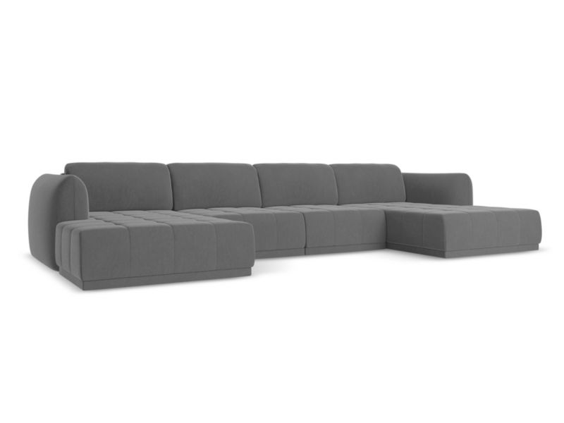 Sofa panoramiczna Makamii Hoku z weluru 370x170 cm szary 1 szt.