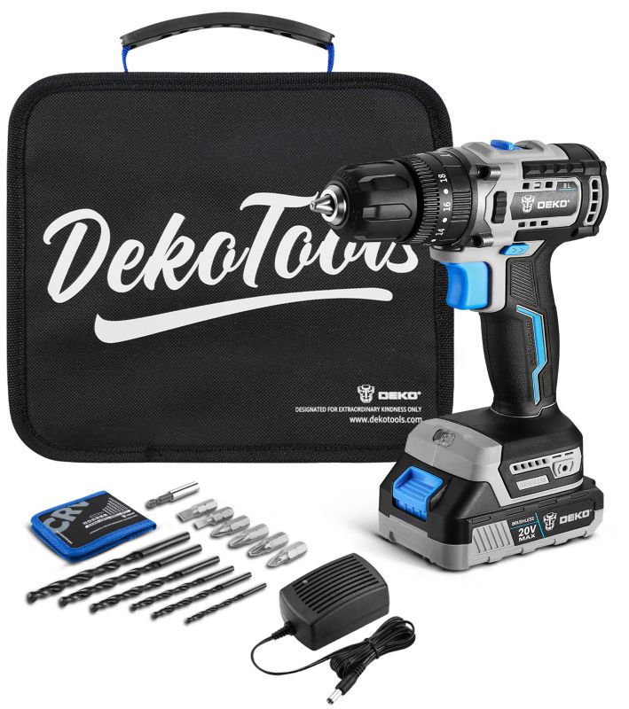 Wiertarko-wkrętarka DEKO udarowa bezszczotkowa 42Nm 1,5Ah 20V 1 kpl.