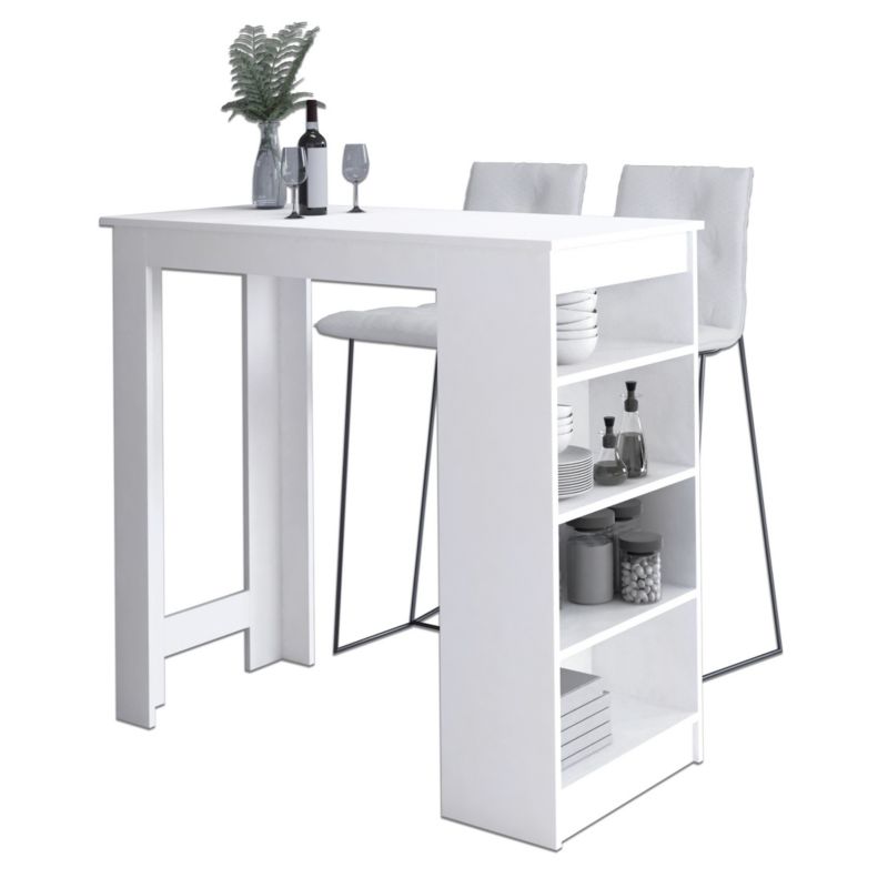 Stolik barowy pod hoker Akord Biały 115 cm kolor Biały mat 4 półki 115x50x103 cm 1 szt.