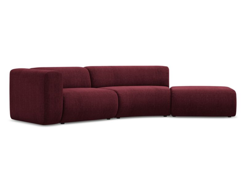 4-osobowa kanapa modułowa prawa Makamii Ekahi z tkaniny szenilowej 335x166 cm bordo 1 szt.