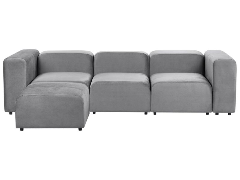 Sofa modułowa 3-osobowa welurowa z otomaną szara Falsterbo 1 kpl