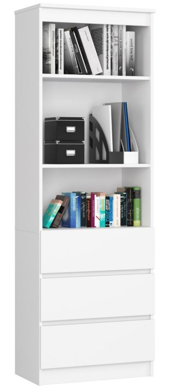 Regał Akord R60 Biały 60 cm 3 szuflady kolor Biały mat 3 półki 60x35x180 cm 1 szt.