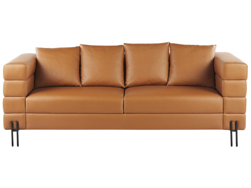 Sofa trzyosobowa Granna Brązowy Ekoskóra 1 szt.