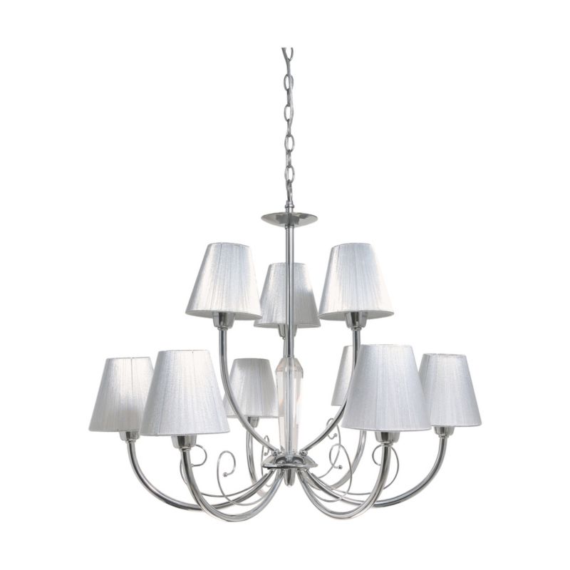 Lampa Wisząca SPOT Light 9xE14 Max.40W Eleganckie Połączenie Chromu z Srebrnymi Abażurami, Polski Producent, 1 szt.