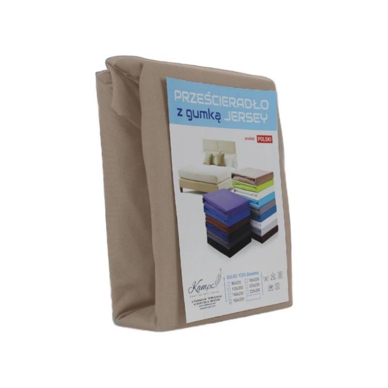 Prześcieradło z gumką Jersey VIP 30cm Kam-Pol cappuccino 80x210 1 szt.