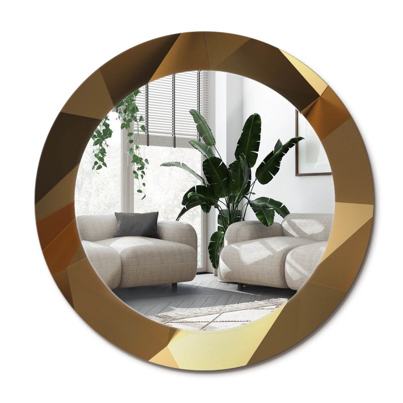 Lustro Okrągłe Tulup Geometryczny Wzór 70 cm Designerskie Na Podkładzie 1 szt.