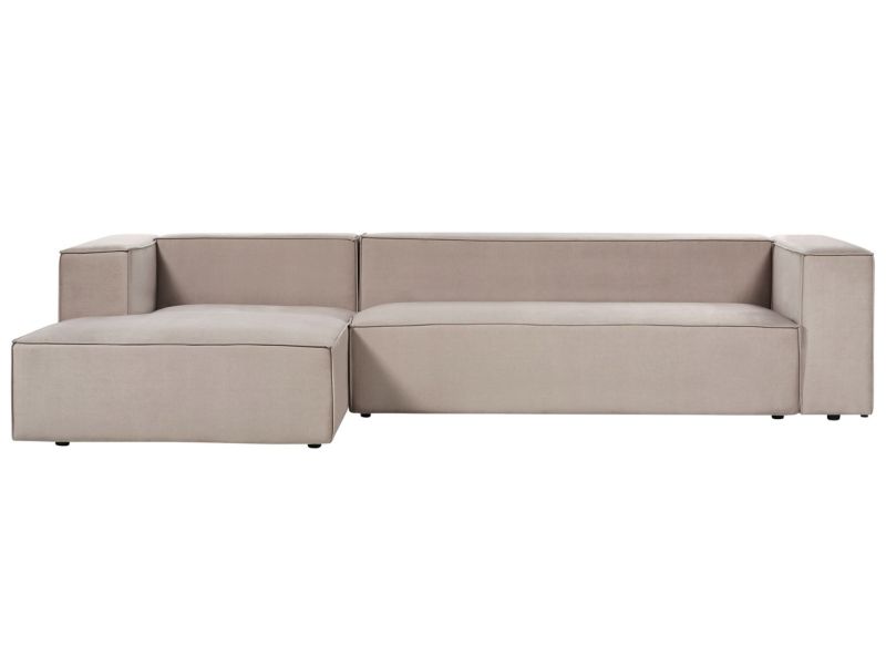 Sofa trzyosobowa Vernon Beżowoszary Welur Prawostronny 1 szt.