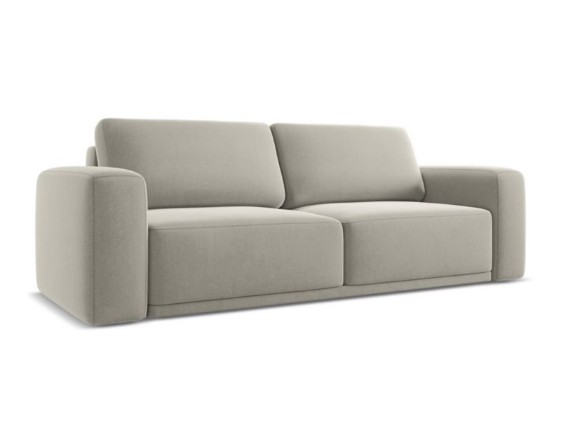 Kanapa 3-osobowa z funkcją spania Makamii Kaila z weluru 242x100 cm perłowy 1 szt.