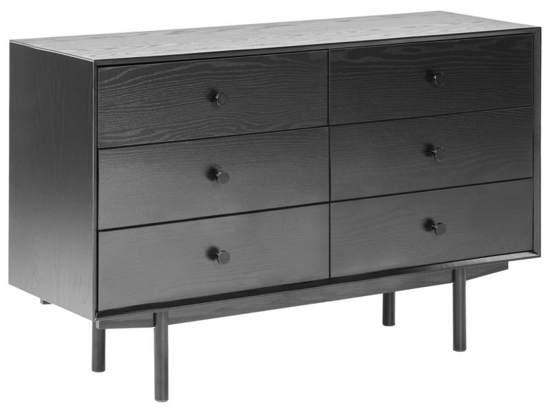 Komoda 6 szuflad Alcester 75 cm Czarny 1 szt.