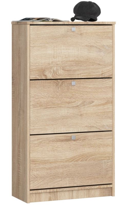 Szafka na buty Akord Dąb Sonoma 60 cm 3 drzwi kolor Dąb Sonoma mat 3 półki 60x28,5x113 cm 1 szt.