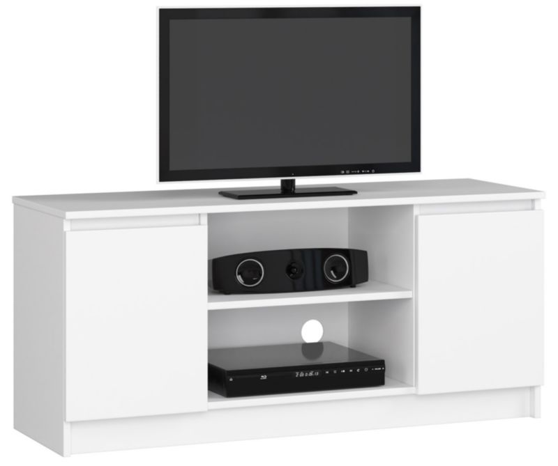 Szafka RTV Akord Biała 120 cm 2 drzwi kolor Biały mat 2 półki 120x40x55 cm 1 szt.