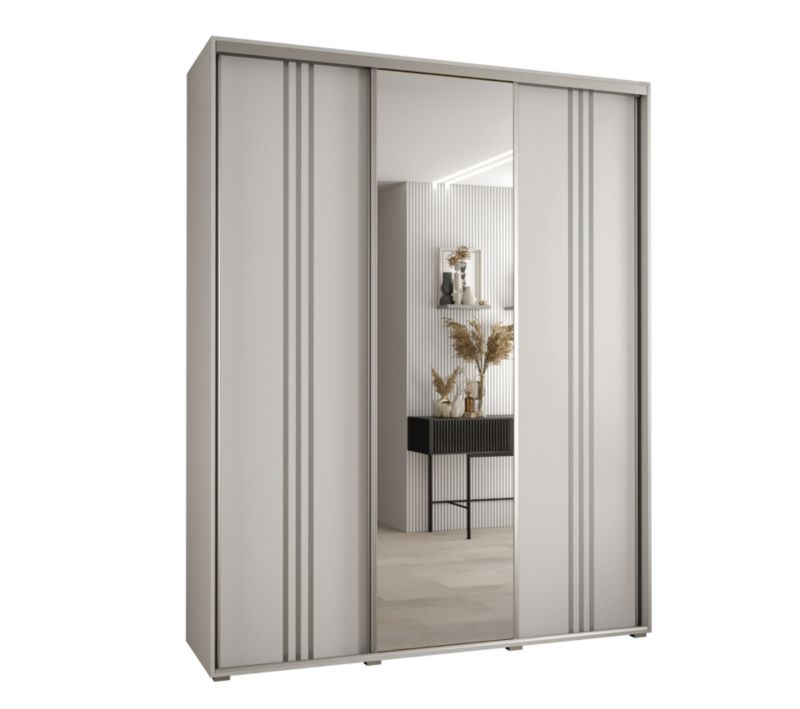 Szafa przesuwna Abiks DAVOS 7 wysoka szer.200cm gł.60cm biały/biały/srebrny 1szt.