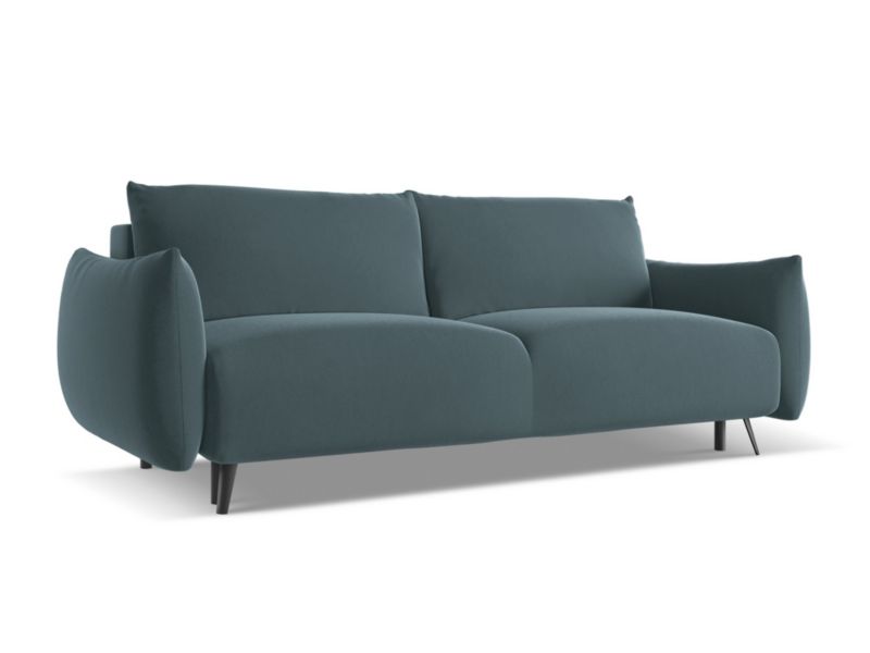 Kanapa 3-osobowa z funkcją spania Makamii Malie z weluru 230x105 cm morski 1 szt.