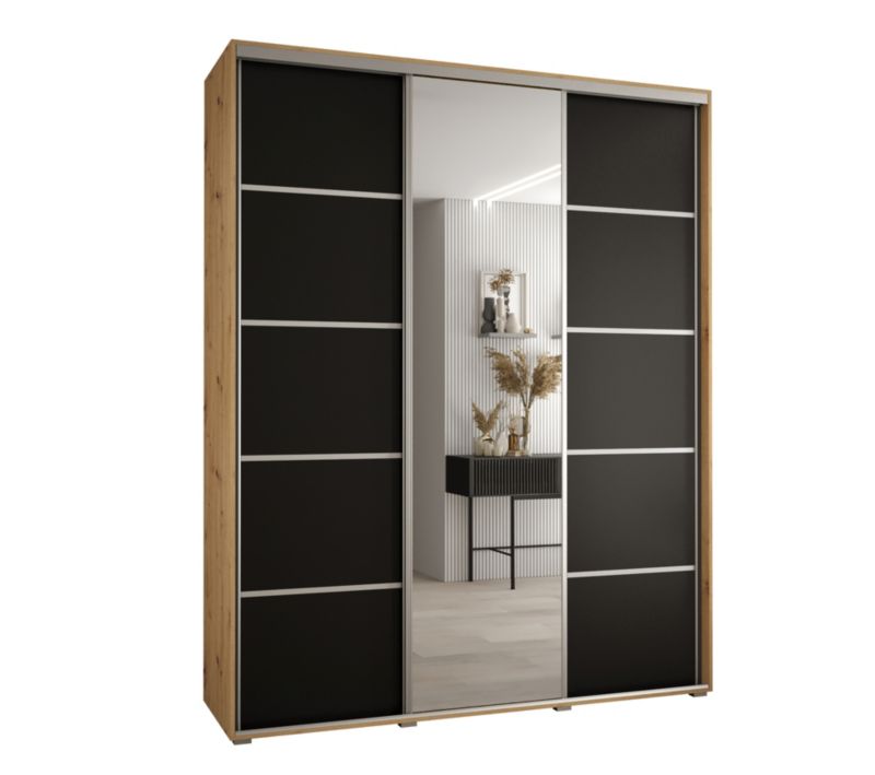 Szafa przesuwna Abiks DAVOS 5 wysoka szer.200cm gł.45cm artisan/czarny/srebrny 1szt.