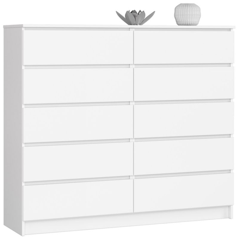Komoda Akord K140 Biała 138 cm 10 szuflad kolor Biały mat 138x40x121 cm 1 szt.