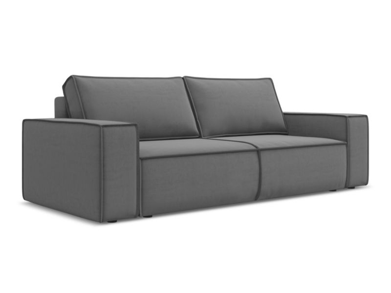 Kanapa 3-osobowa z funkcją spania Makamii Kimo z weluru 255x105 cm szary 1 szt.