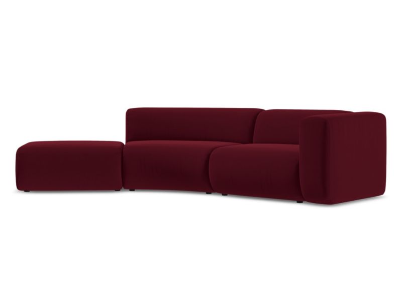 4-osobowa kanapa modułowa lewa Makamii Ekahi z weluru 335x166 cm burgundowy 1 szt.