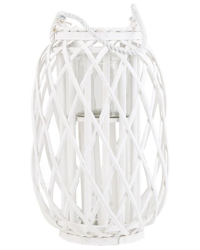 Lampion drewniany 40 cm biały Mauritius 1 szt.